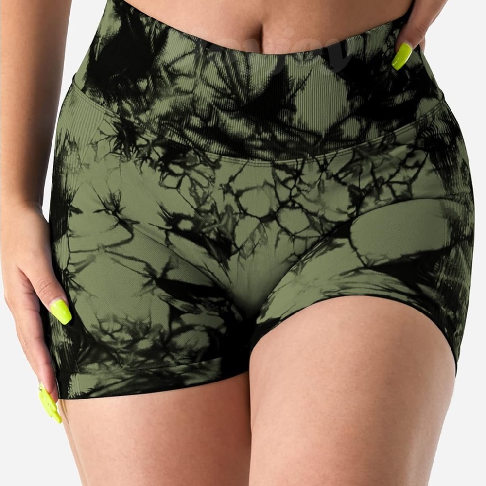 VOYJOY Army Green/Black Athletic Workout Shorts